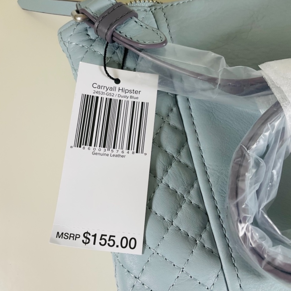 Vera Bradley Soft Leather Hipster Crossbody Purse Light Blue - Picture 6 of 6